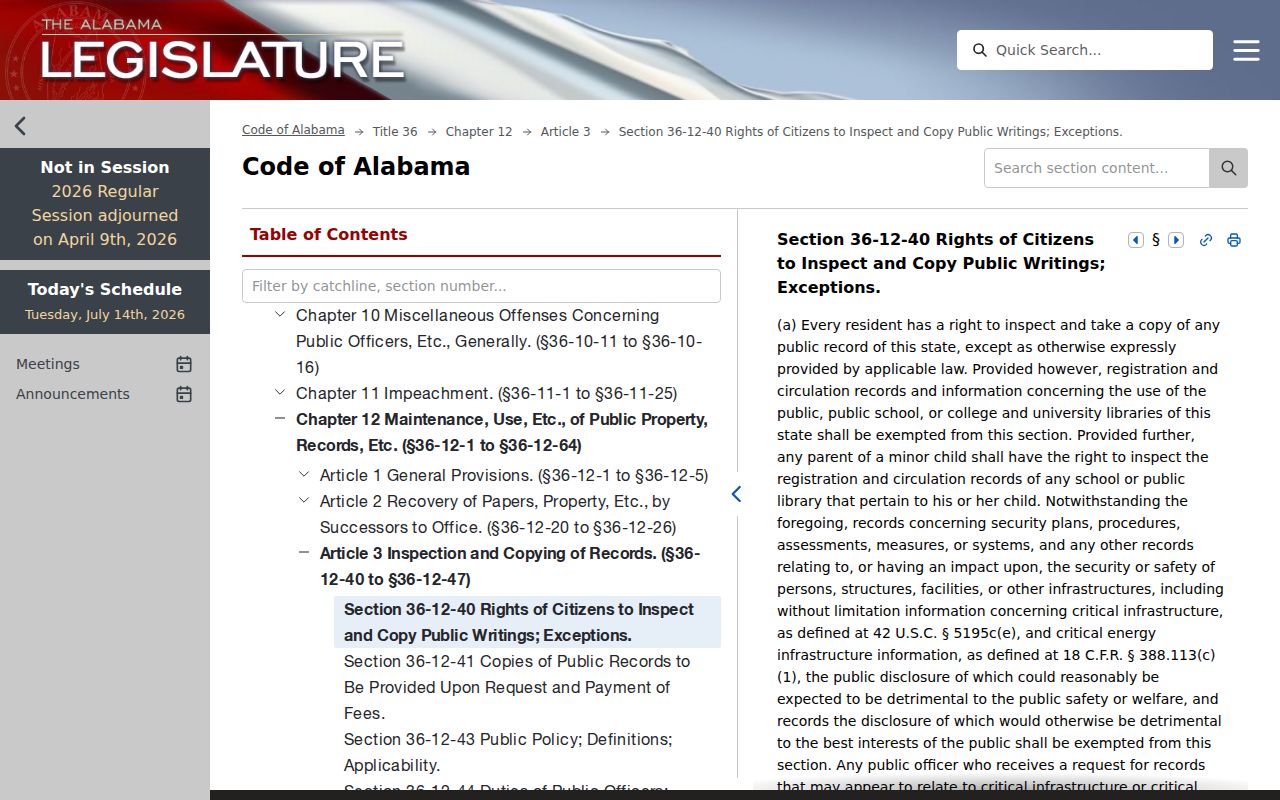 Lowndes County court records Alabama public access statute
