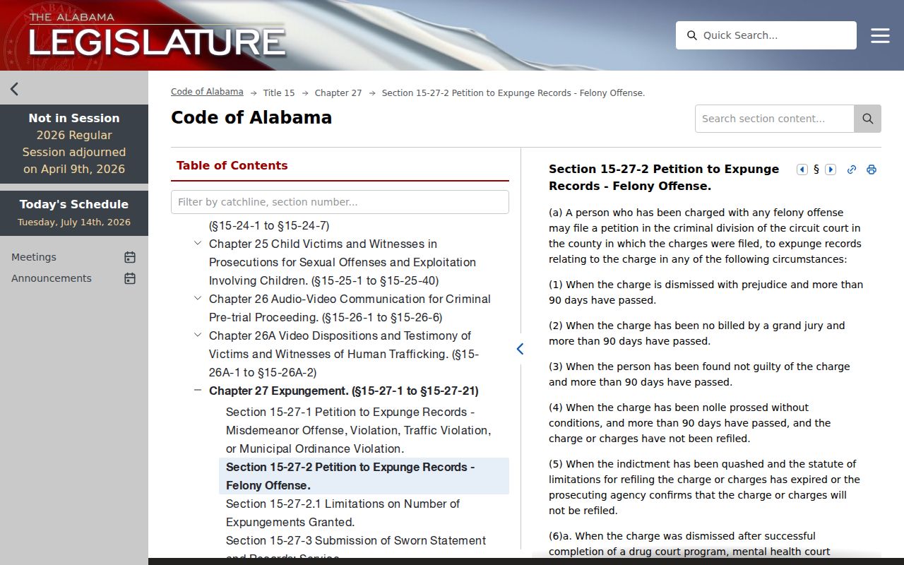 Lowndes County court records felony expungement statute
