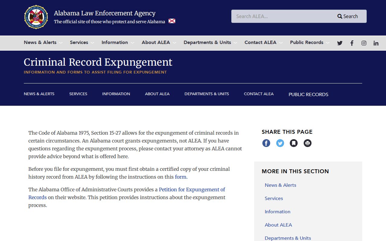 Lowndes County criminal court records Alabama expungement guidance