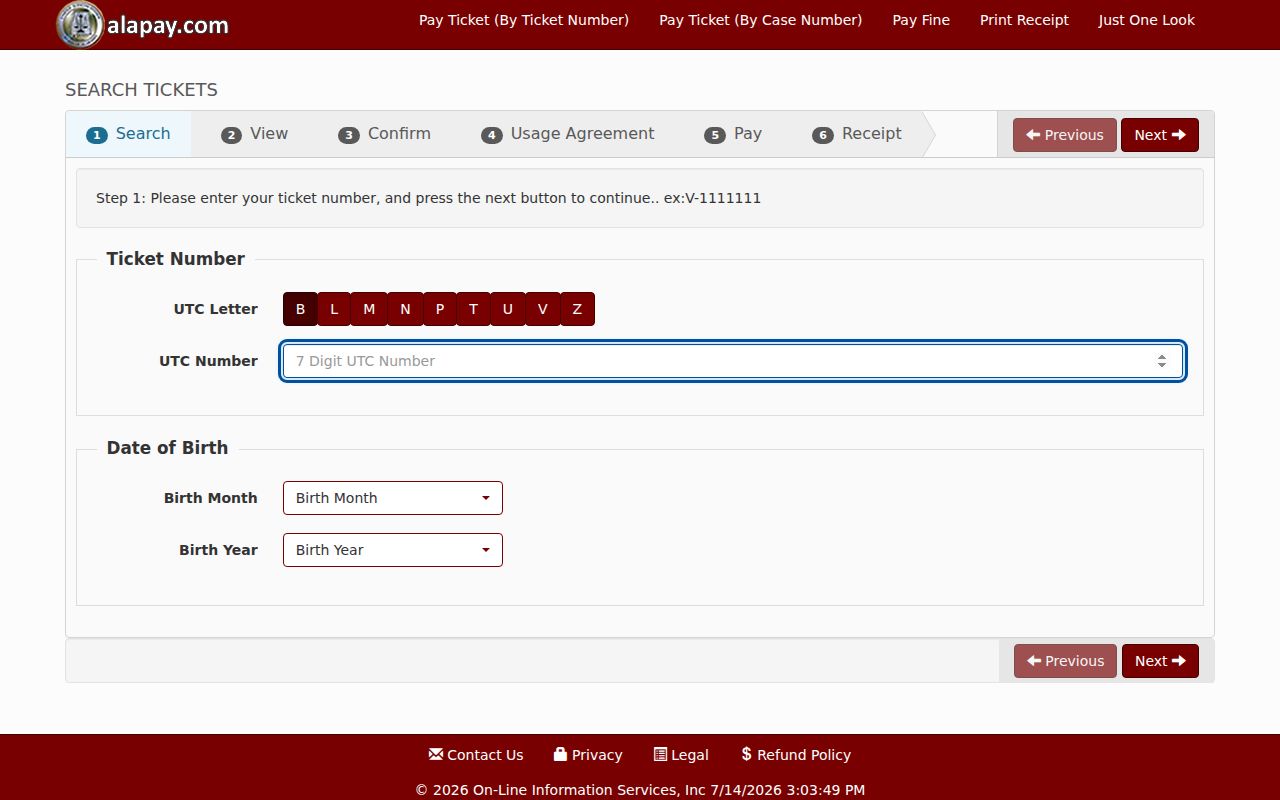 Lowndes County traffic ticket number search fields
